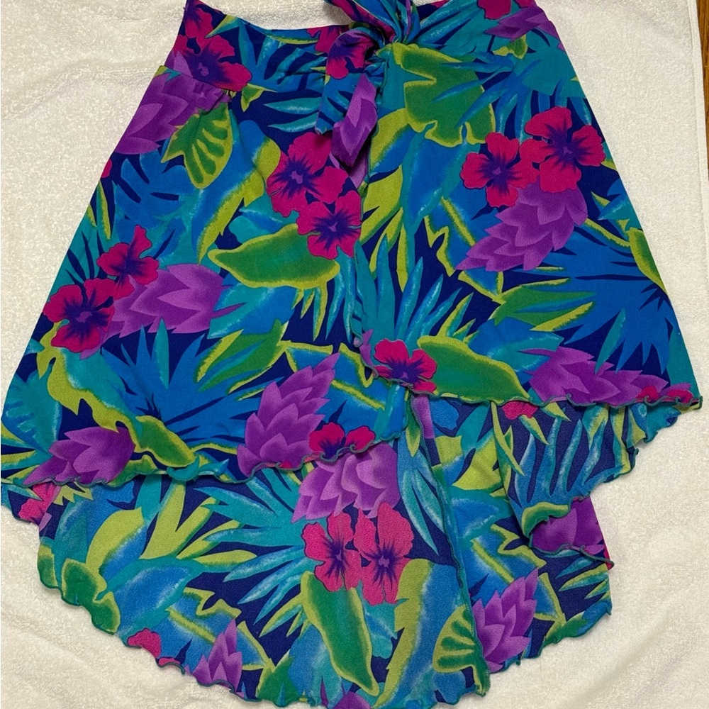 Spiegel One Size Vibrant Tropical Sarang with Floral Print - Vintage